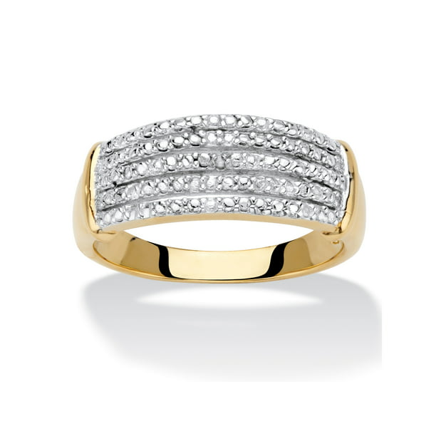 14K White Gold Plated Double Row Diamond Accent Men's Ring by Unique Design